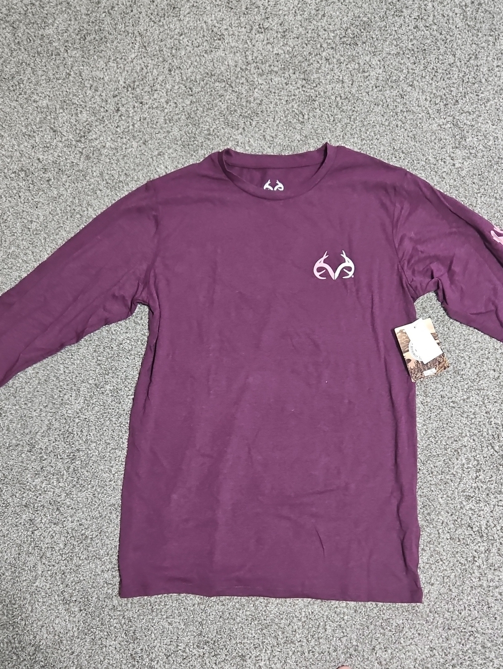 Realtree Long Sleeve Crewneck Shirt - Purple with White Logo